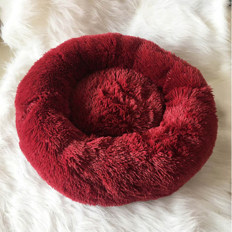 Cozy Round Plush Dog Bed for Small Dogs - Perfect Cat Litter Kennel & Puppy Nest Mat