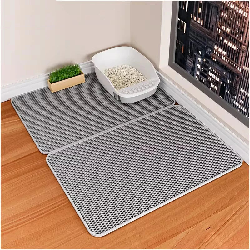 Premium Double Layer Non-Slip Cat Litter Mat - Waterproof & Wear-Resistant Filter for Easy Clean-Up