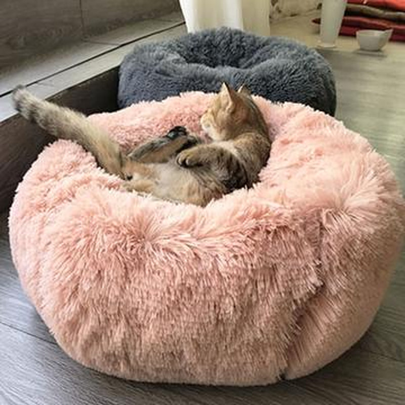 Cozy Round Plush Dog Bed for Small Dogs - Perfect Cat Litter Kennel & Puppy Nest Mat
