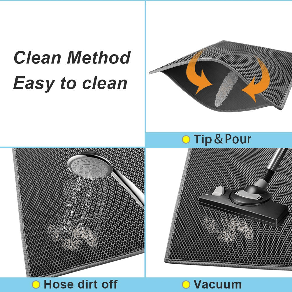 Premium Waterproof Kitty Cat Litter Mat with Honeycomb Double Layer Design - Non-Slip, Washable EVA Pad for Easy Cleanup