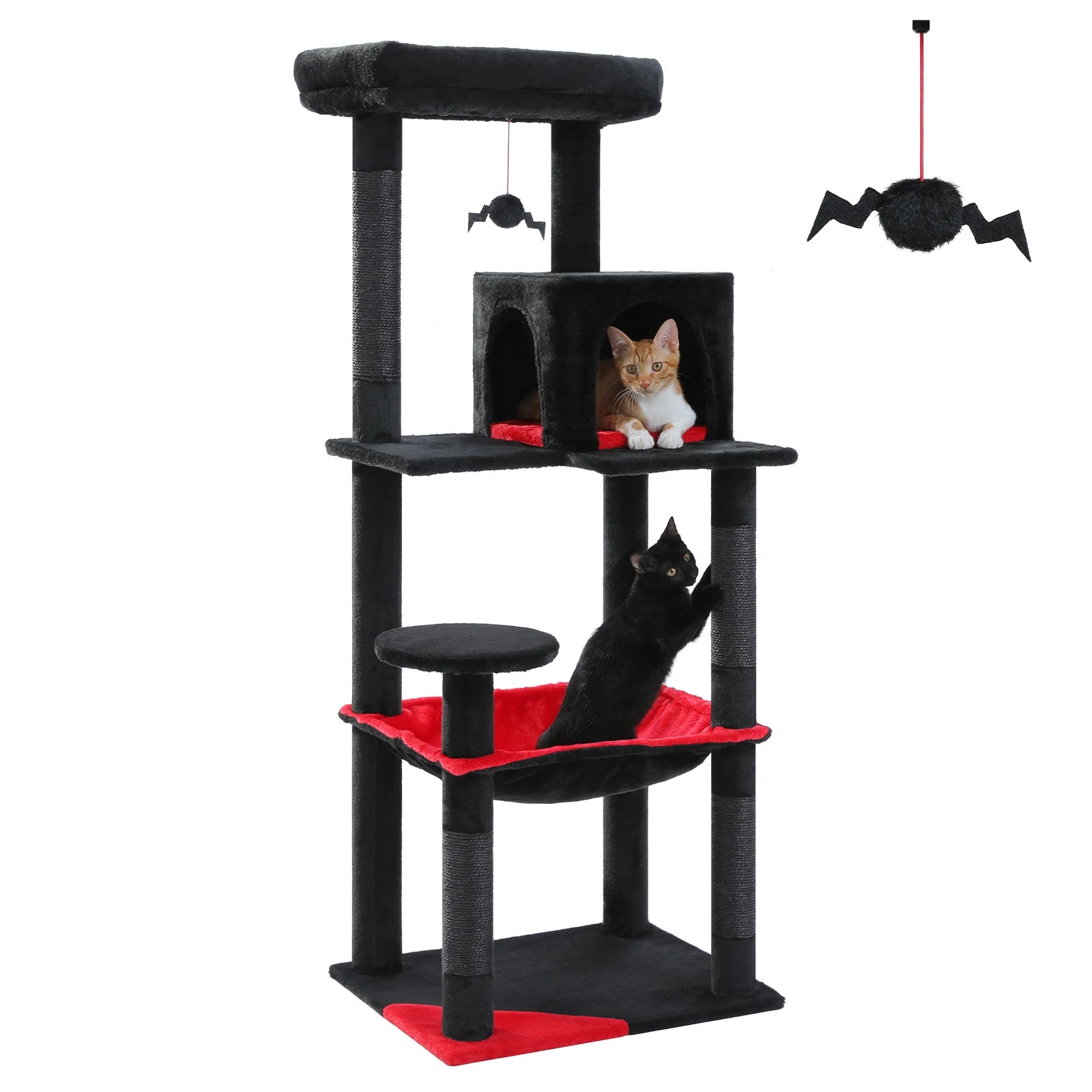 Ultimate 5-Level Cat Tree Tower for Large Cats - Cozy Hammock, Scratching Posts & Top Perch!