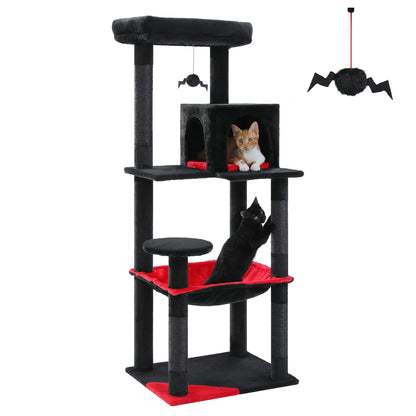 Ultimate 5-Level Cat Tree Tower for Large Cats - Cozy Hammock, Scratching Posts & Top Perch!