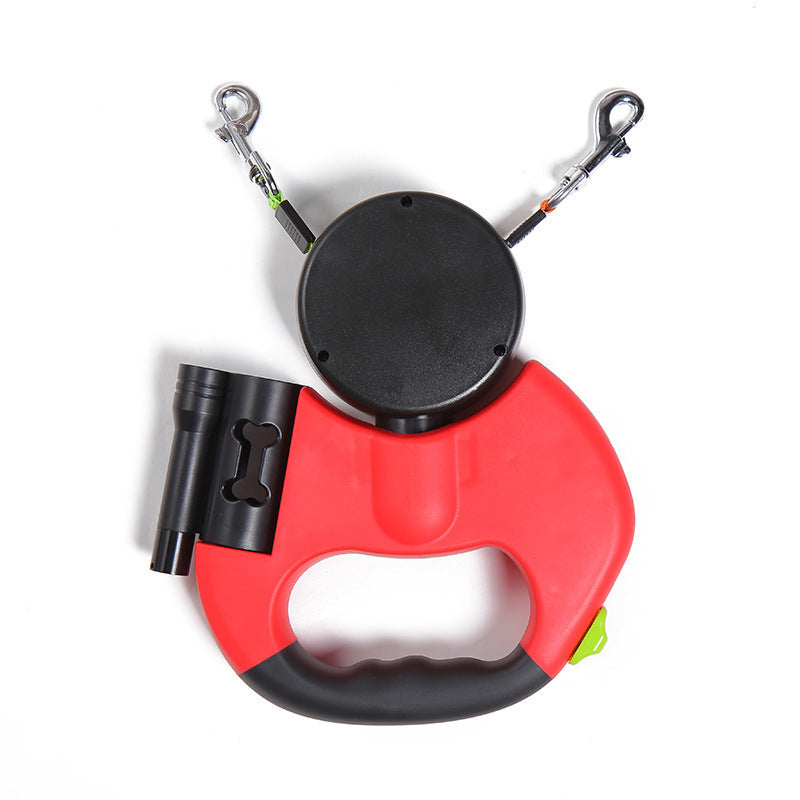 Ultimate Retractable Dog Leash for Small Dogs - Reflective Dual Lead with 360° Swivel & Built-in Lights for Safe Night Walks