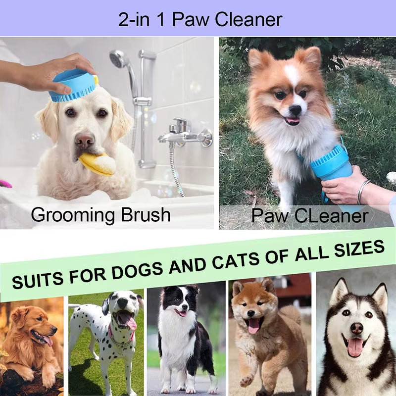 Portable Dog Paw Cleaner Cup Brush 2 in 1 Safe Soft Silicone Pet Claw Foot Washer Efficient Cleaning Tools Outdoors
