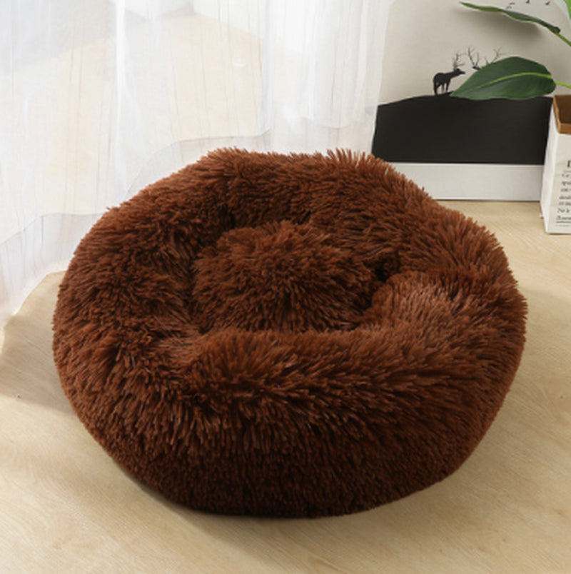 Cozy Round Plush Dog Bed for Small Dogs - Perfect Cat Litter Kennel & Puppy Nest Mat