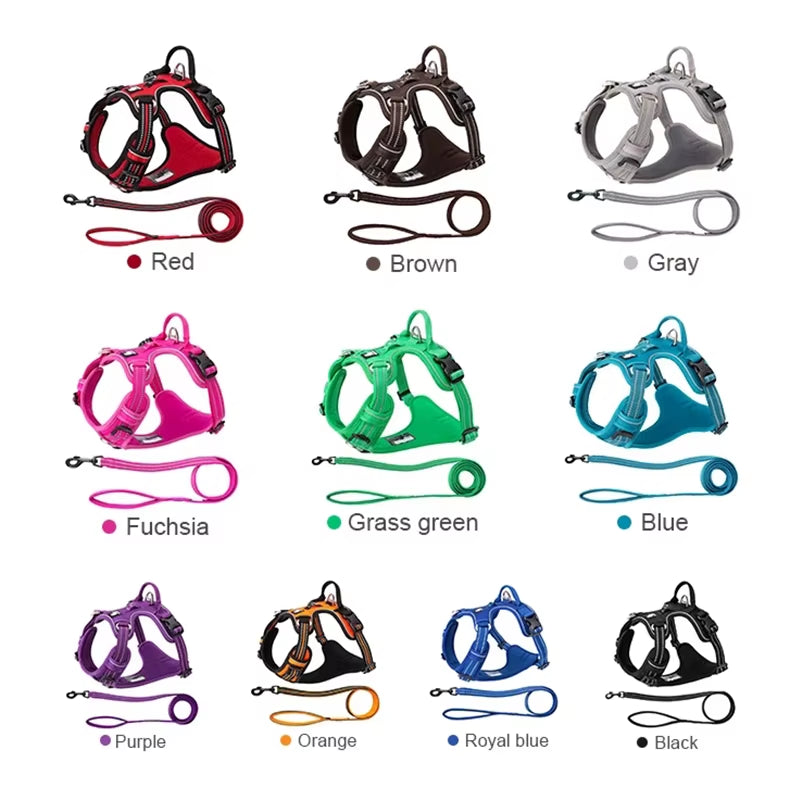 Reflective No-Pull Pet Harness & Leash Set - Adjustable, Durable, Perfect for Dogs - 110cm/200cm Options Available