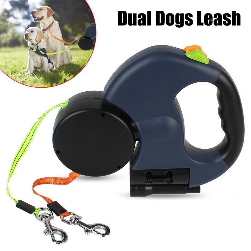 Ultimate Retractable Dog Leash for Small Dogs - Reflective Dual Lead with 360° Swivel & Built-in Lights for Safe Night Walks