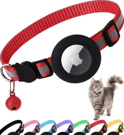 Reflective Airtag Cat Collar with Breakaway Safety, Includes Apple Air Tag Holder & Bell - Perfect for Kittens and Cats!