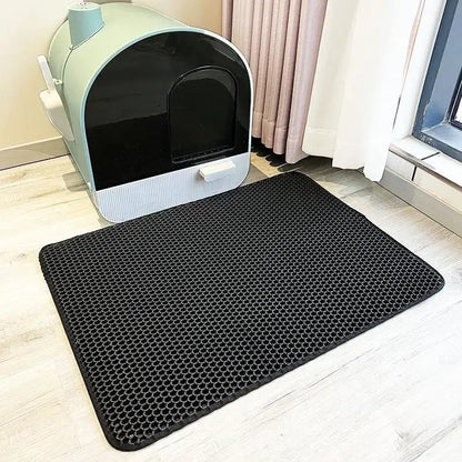 Premium Double Layer Non-Slip Cat Litter Mat - Waterproof & Wear-Resistant Filter for Easy Clean-Up