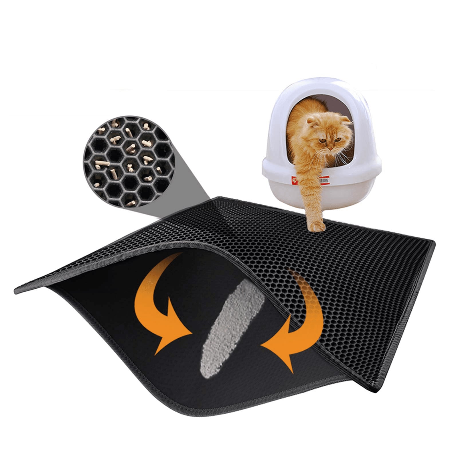 Premium Waterproof Kitty Cat Litter Mat with Honeycomb Double Layer Design - Non-Slip, Washable EVA Pad for Easy Cleanup