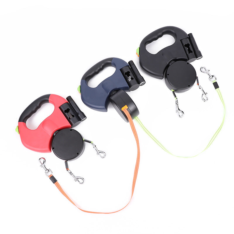 Ultimate Retractable Dog Leash for Small Dogs - Reflective Dual Lead with 360° Swivel & Built-in Lights for Safe Night Walks