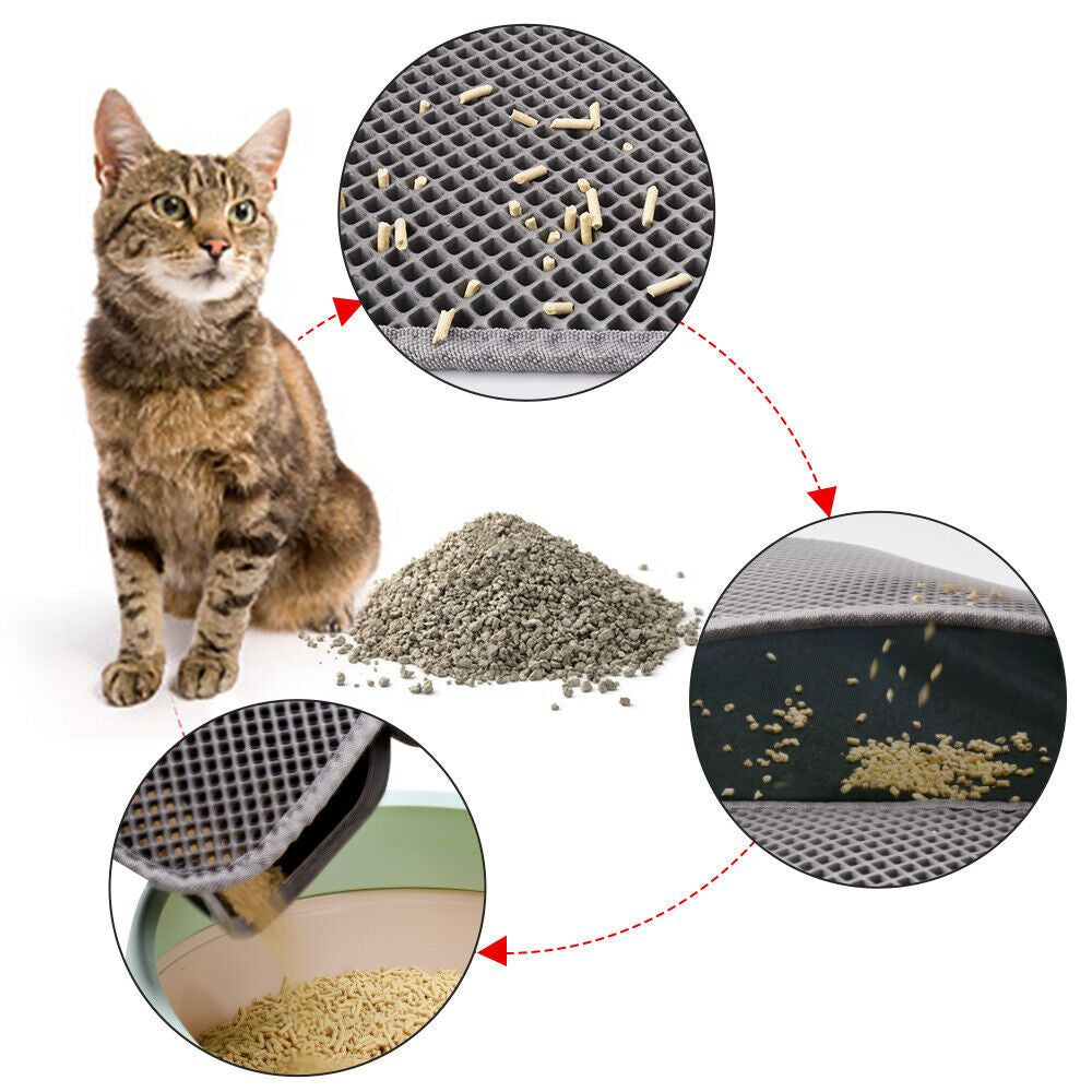 Premium Waterproof Kitty Cat Litter Mat with Honeycomb Double Layer Design - Non-Slip, Washable EVA Pad for Easy Cleanup
