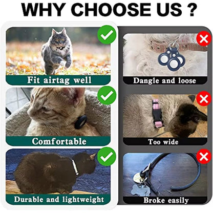 Reflective Airtag Cat Collar with Breakaway Safety, Includes Apple Air Tag Holder & Bell - Perfect for Kittens and Cats!