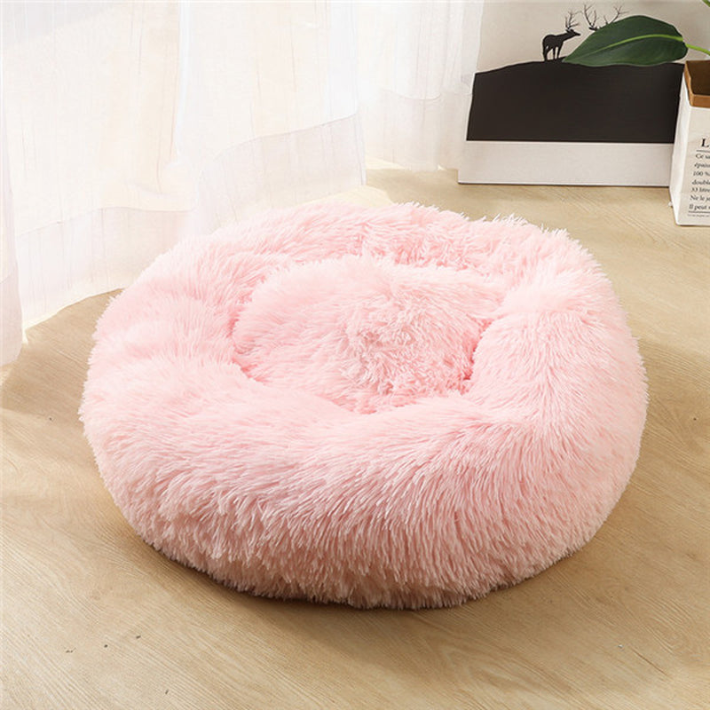 Cozy Round Plush Dog Bed for Small Dogs - Perfect Cat Litter Kennel & Puppy Nest Mat