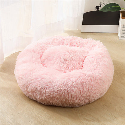 Cozy Round Plush Dog Bed for Small Dogs - Perfect Cat Litter Kennel & Puppy Nest Mat