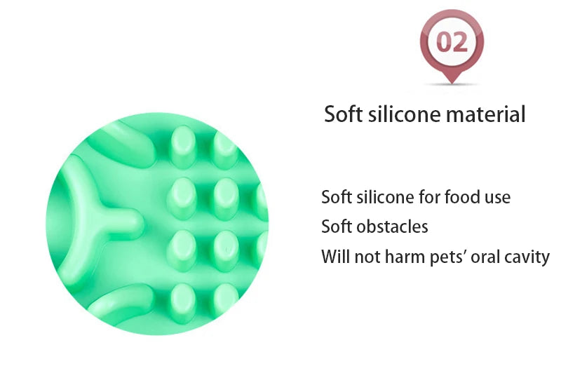 Pet Slow Food Bowl Silicone Bone Shaped Anti-Skid Dog Bowl Cats Feeding Bowls Leakproof Food Feeder Training Dog Slow Food  Pet