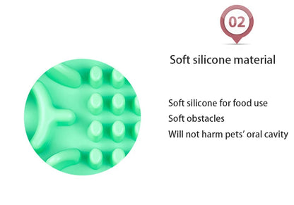 Pet Slow Food Bowl Silicone Bone Shaped Anti-Skid Dog Bowl Cats Feeding Bowls Leakproof Food Feeder Training Dog Slow Food  Pet