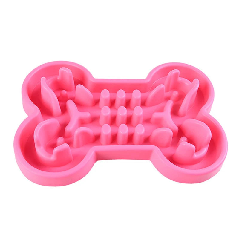 Pet Slow Food Bowl Silicone Bone Shaped Anti-Skid Dog Bowl Cats Feeding Bowls Leakproof Food Feeder Training Dog Slow Food  Pet