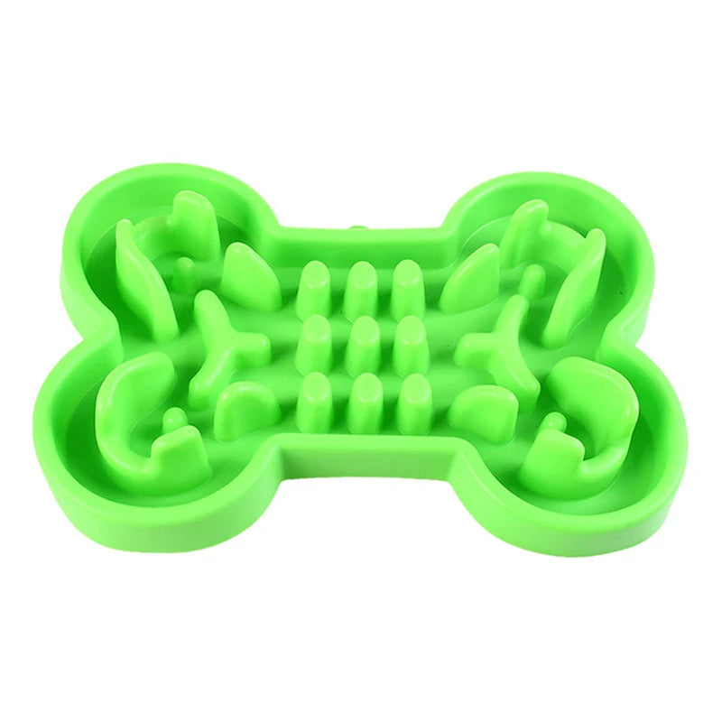 Pet Slow Food Bowl Silicone Bone Shaped Anti-Skid Dog Bowl Cats Feeding Bowls Leakproof Food Feeder Training Dog Slow Food  Pet