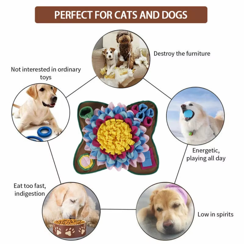 Pet Dog Snuffle Mat Nose Smell Training Sniffing Pad Dog Puzzle Toy Slow Feeding Bowl Food Dispenser Carpet Interesting Dog Toys