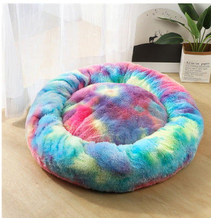 Cozy Round Plush Dog Bed for Small Dogs - Perfect Cat Litter Kennel & Puppy Nest Mat