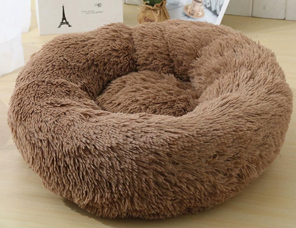 Cozy Round Plush Dog Bed for Small Dogs - Perfect Cat Litter Kennel & Puppy Nest Mat