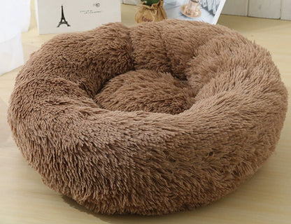 Cozy Round Plush Dog Bed for Small Dogs - Perfect Cat Litter Kennel & Puppy Nest Mat
