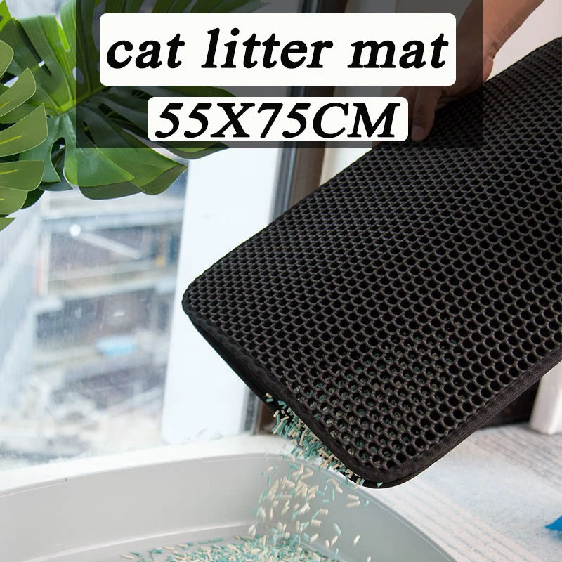 Premium Double Layer Non-Slip Cat Litter Mat - Waterproof & Wear-Resistant Filter for Easy Clean-Up