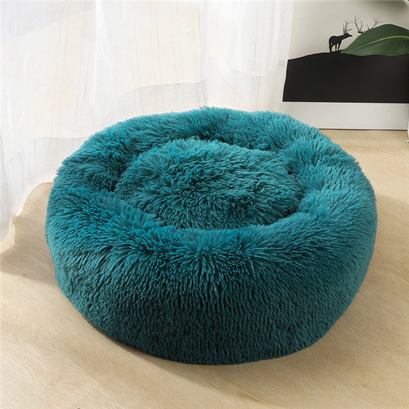 Cozy Round Plush Dog Bed for Small Dogs - Perfect Cat Litter Kennel & Puppy Nest Mat