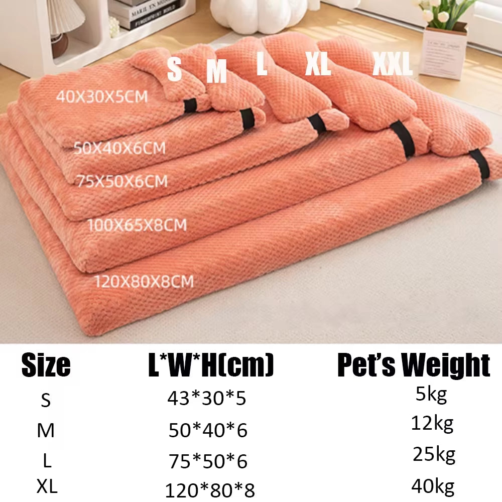 Warm Calming Dog Bed with Pillow Fluffy Plush Dog Mat for Dog with Removable Winter Cover for Large Medium Small Dogs and Cats