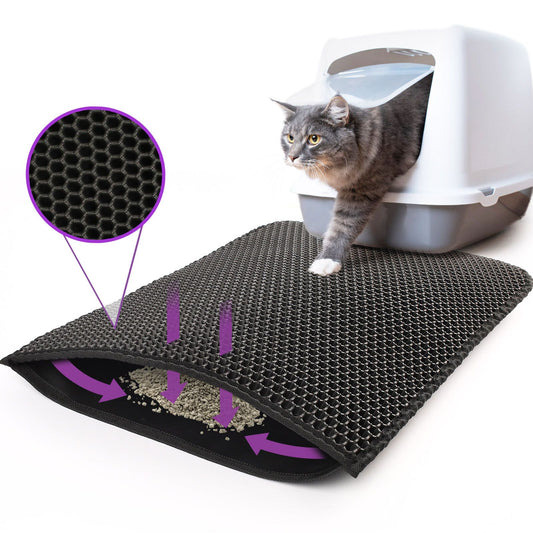 Premium Waterproof Kitty Cat Litter Mat with Honeycomb Double Layer Design - Non-Slip, Washable EVA Pad for Easy Cleanup
