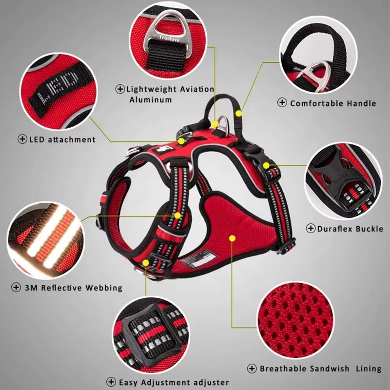 Reflective No-Pull Pet Harness & Leash Set - Adjustable, Durable, Perfect for Dogs - 110cm/200cm Options Available