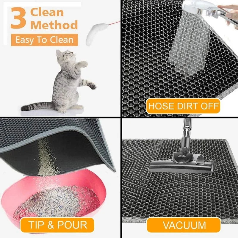 Premium Double Layer Non-Slip Cat Litter Mat - Waterproof & Wear-Resistant Filter for Easy Clean-Up