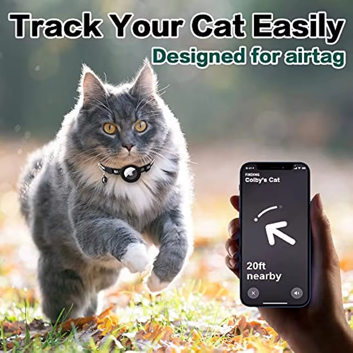 Reflective Airtag Cat Collar with Breakaway Safety, Includes Apple Air Tag Holder & Bell - Perfect for Kittens and Cats!