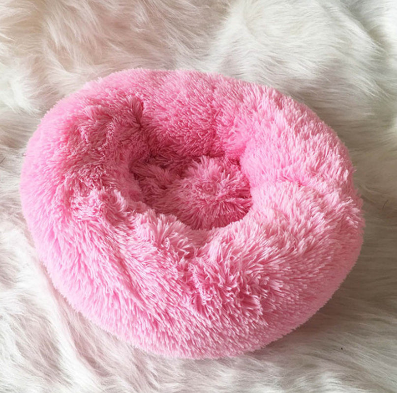 Cozy Round Plush Dog Bed for Small Dogs - Perfect Cat Litter Kennel & Puppy Nest Mat
