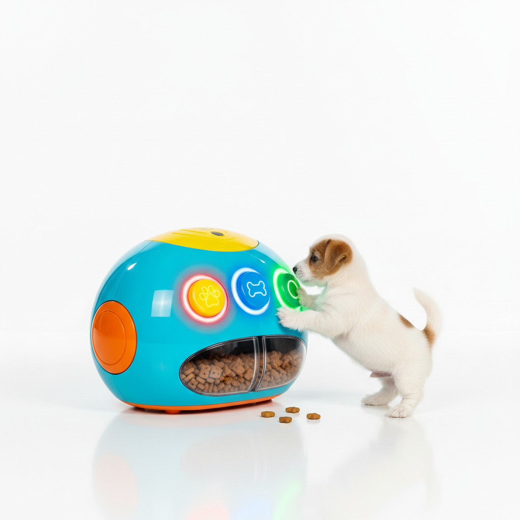 Interactive Treat Dispensing Robot - Dog Playing